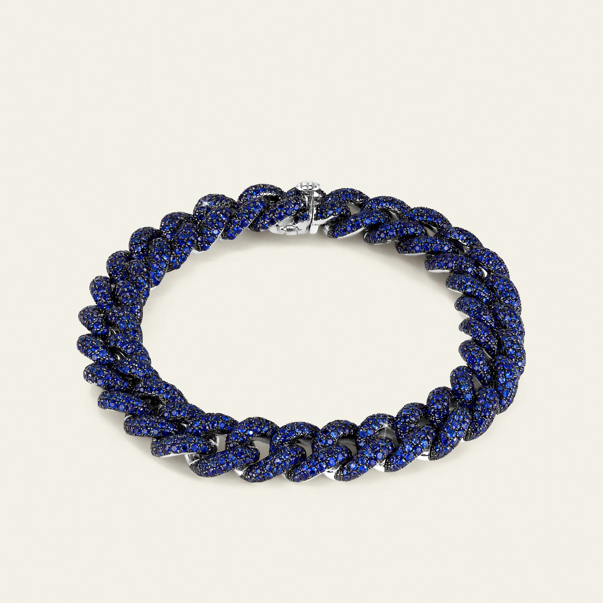 Jacob & Co. キューバン・リンク ブルーサファイア ブレスレット 18Kホワイトゴールド