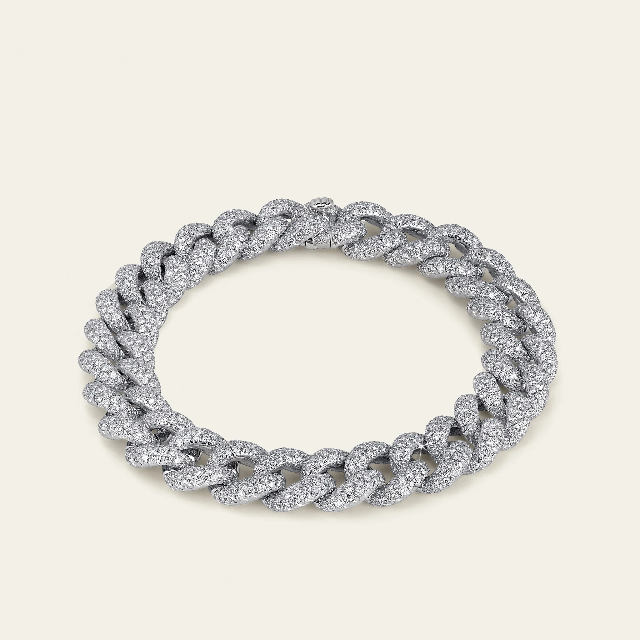 Jacob & Co. キューバン・リンク ホワイトダイヤモンド ブレスレット 18Kホワイトゴールド