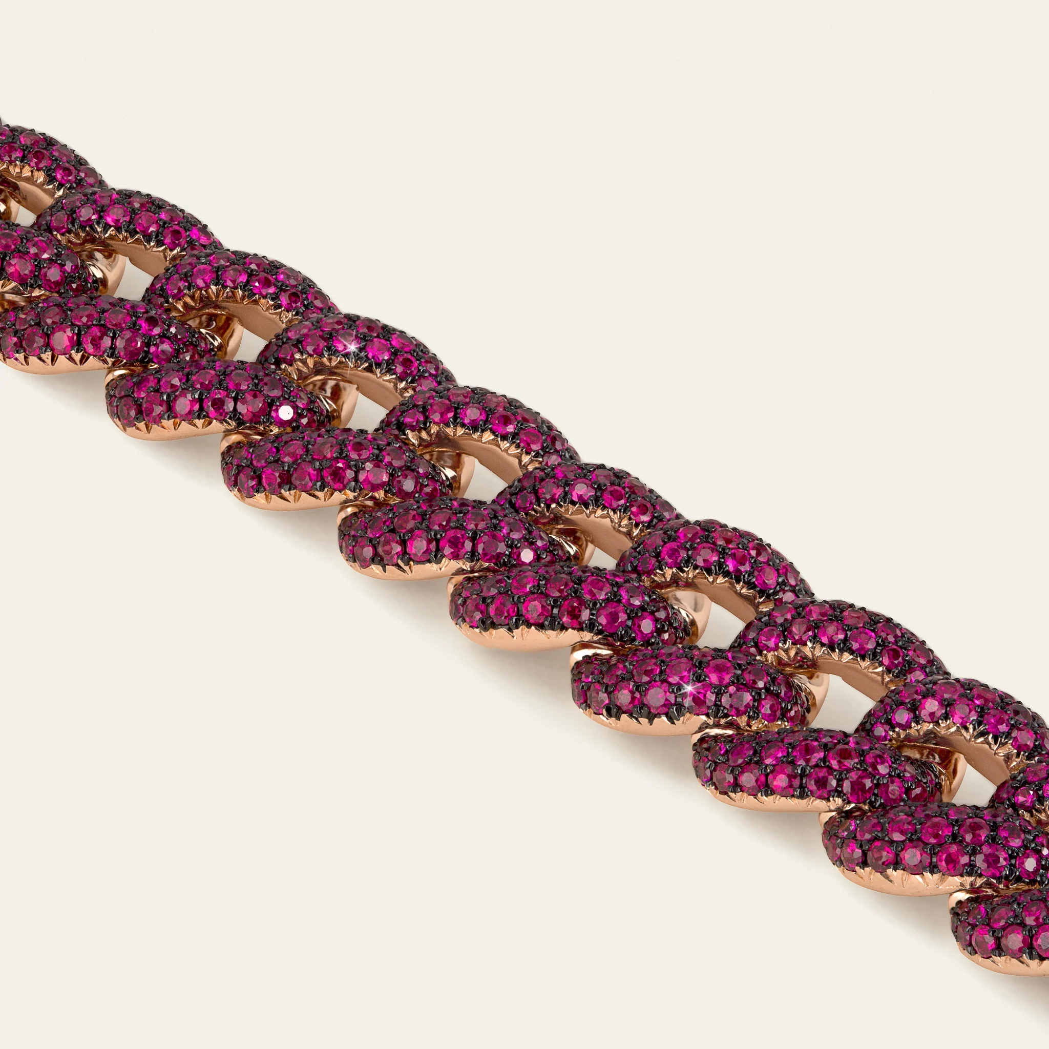 ジェイコブ キューバン・リンク コレクション 18KRG ルビー ブレスレット