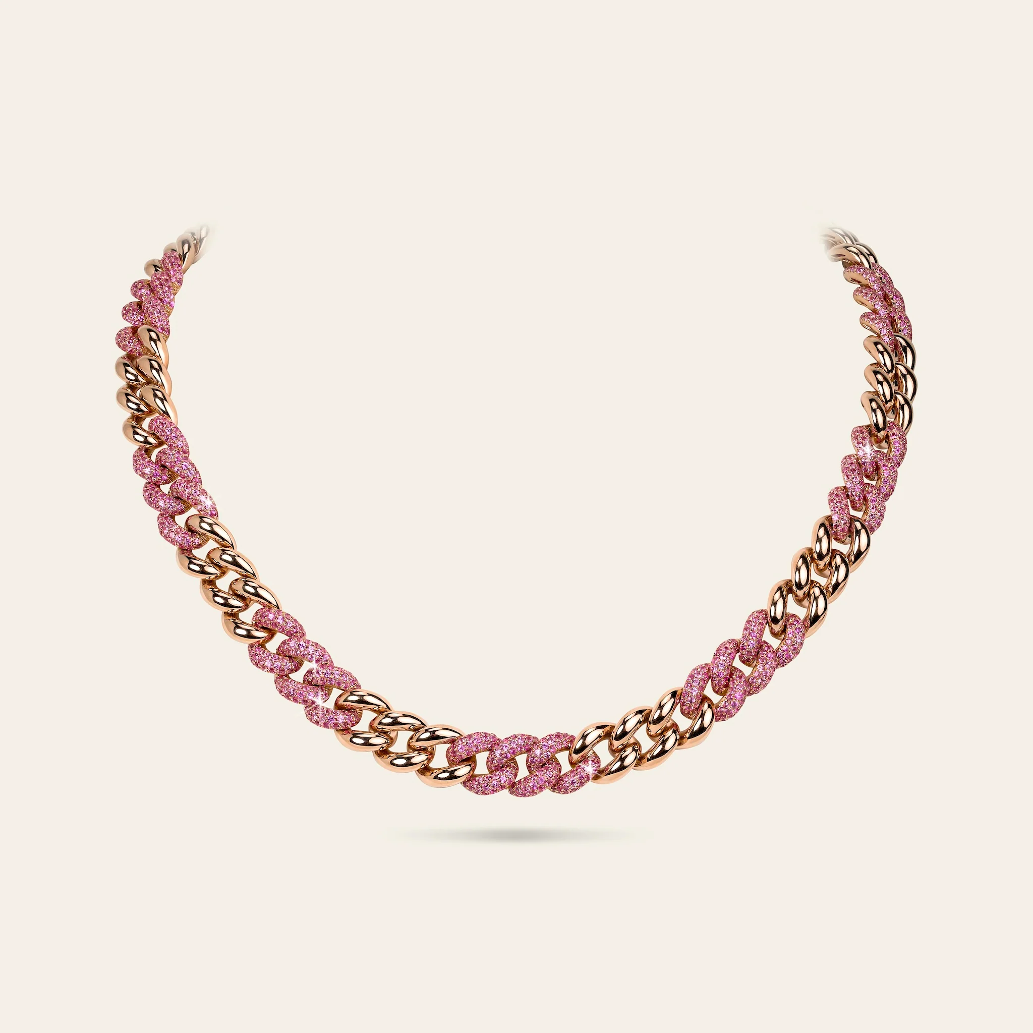 Jacob & Co. キューバン・リンク ピンクサファイア ネックレス 18Kローズゴールド