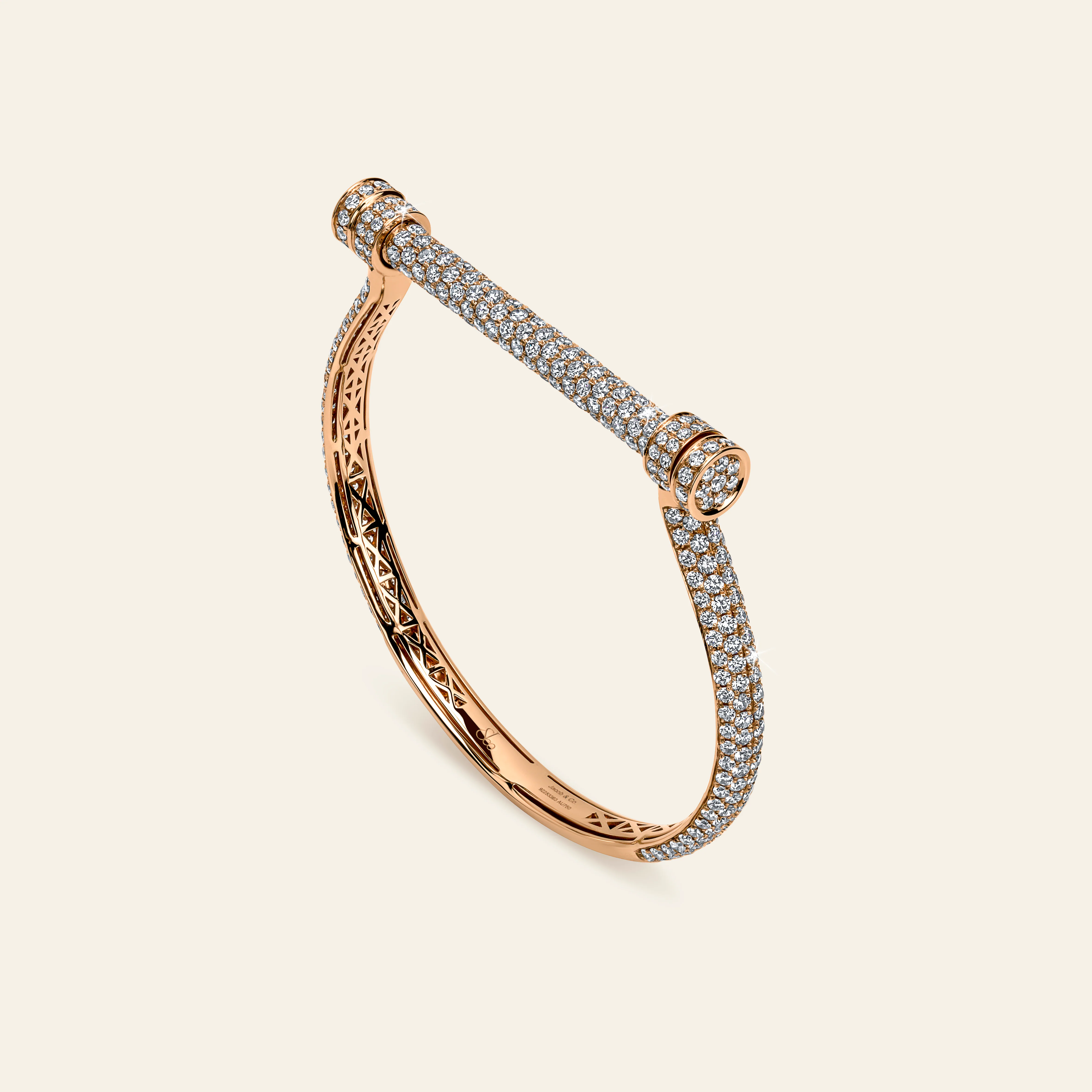 Jacob & Co. エストリボ フルダイヤモンド バングル 18Kローズゴールド 正面