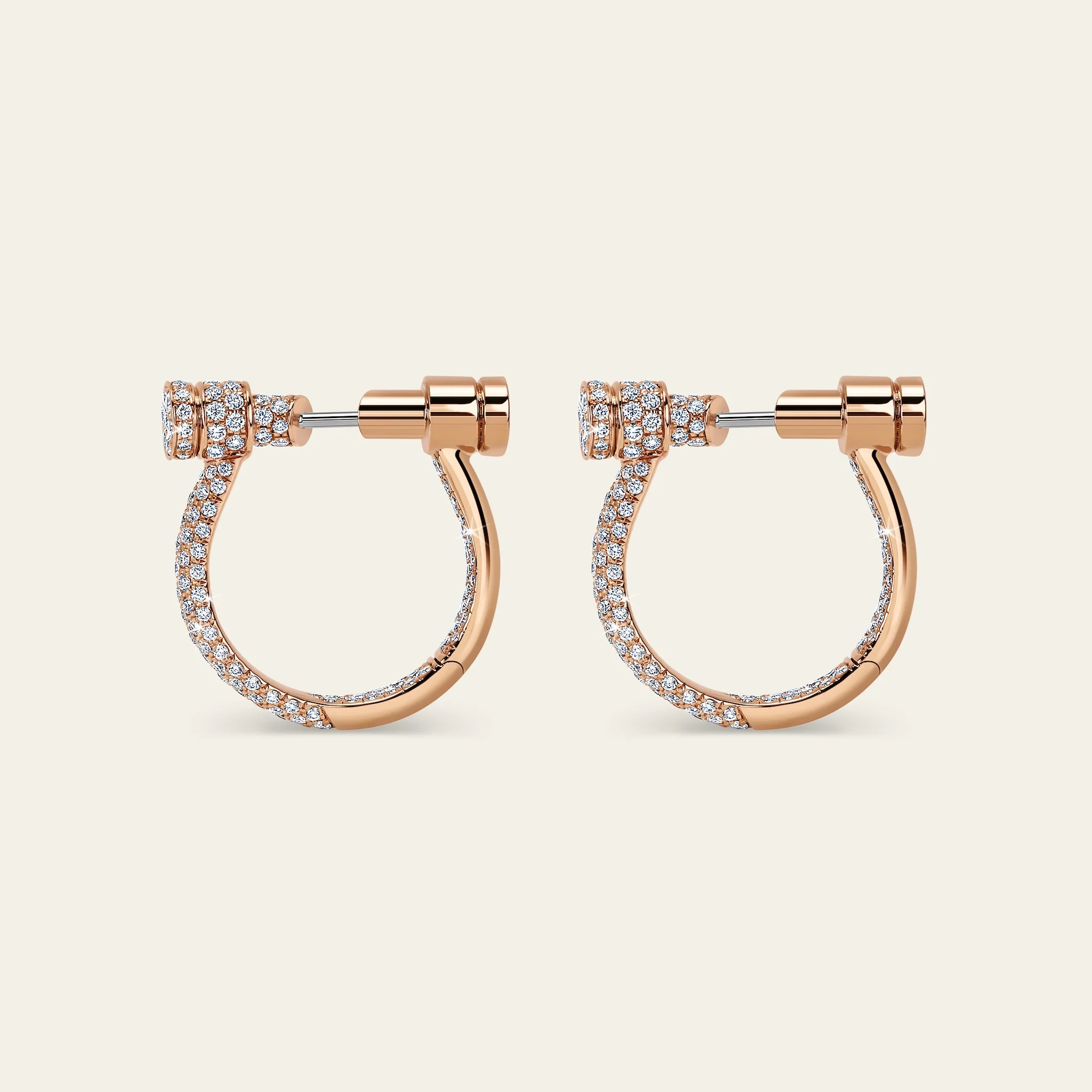 Jacob & Co. エストリボ イヤリング 18Kローズゴールド ダイヤモンド 正面