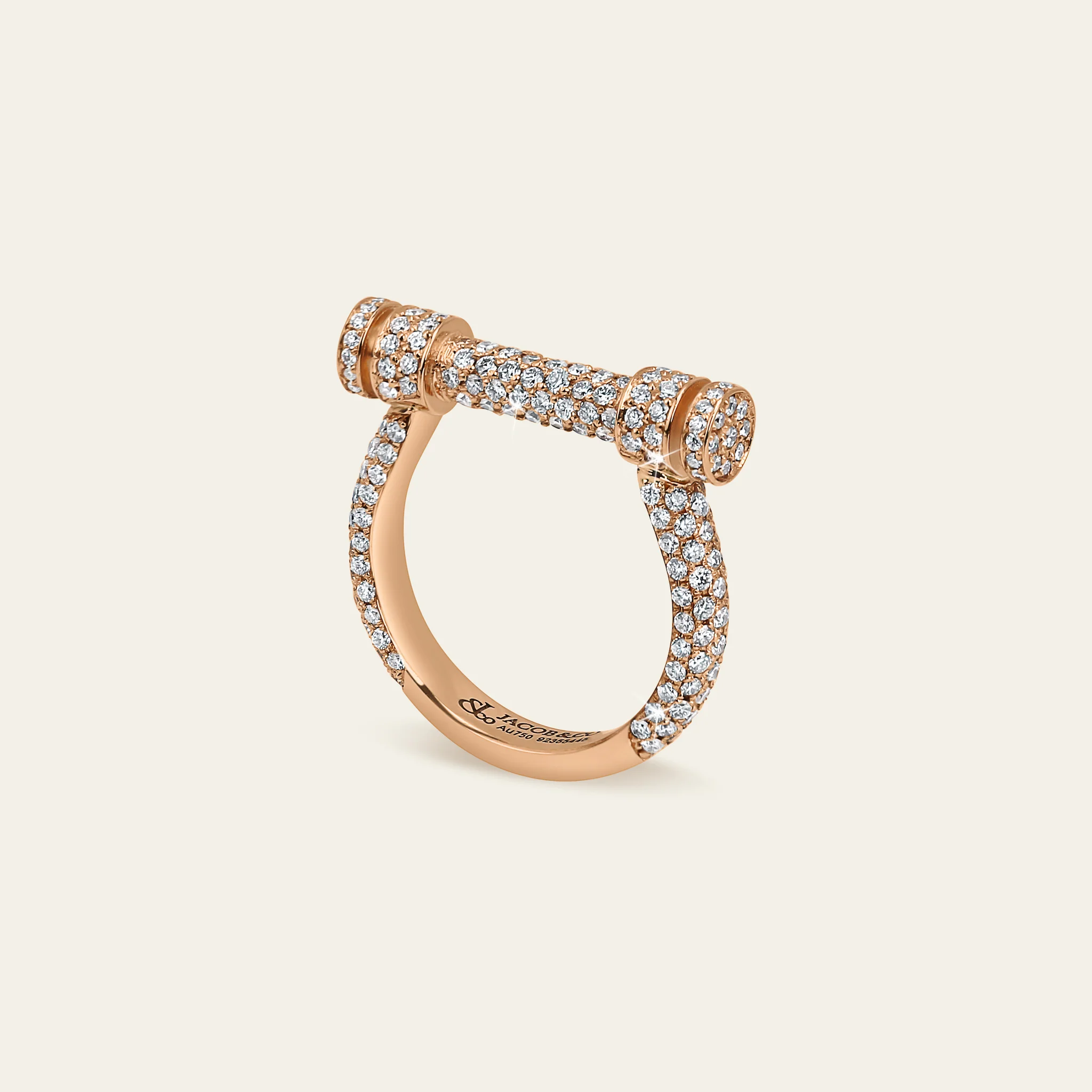 Jacob & Co. エストリボ フルダイヤモンド リング 18Kローズゴールド 正面