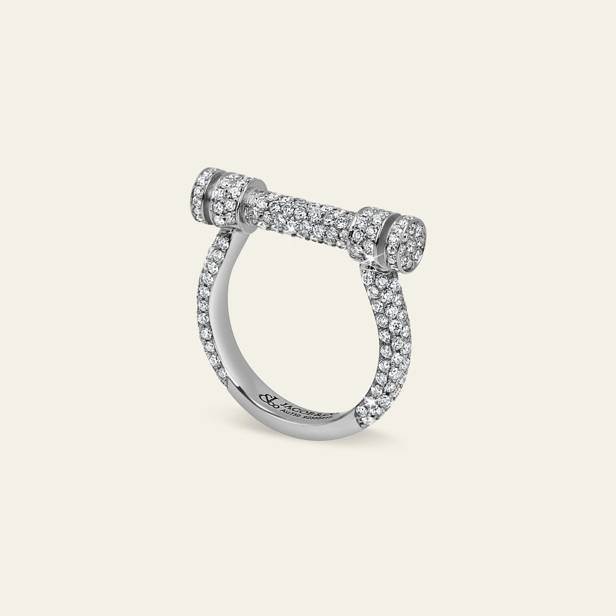 Jacob & Co. エストリボ フルダイヤモンド リング 18Kホワイトゴールド 正面
