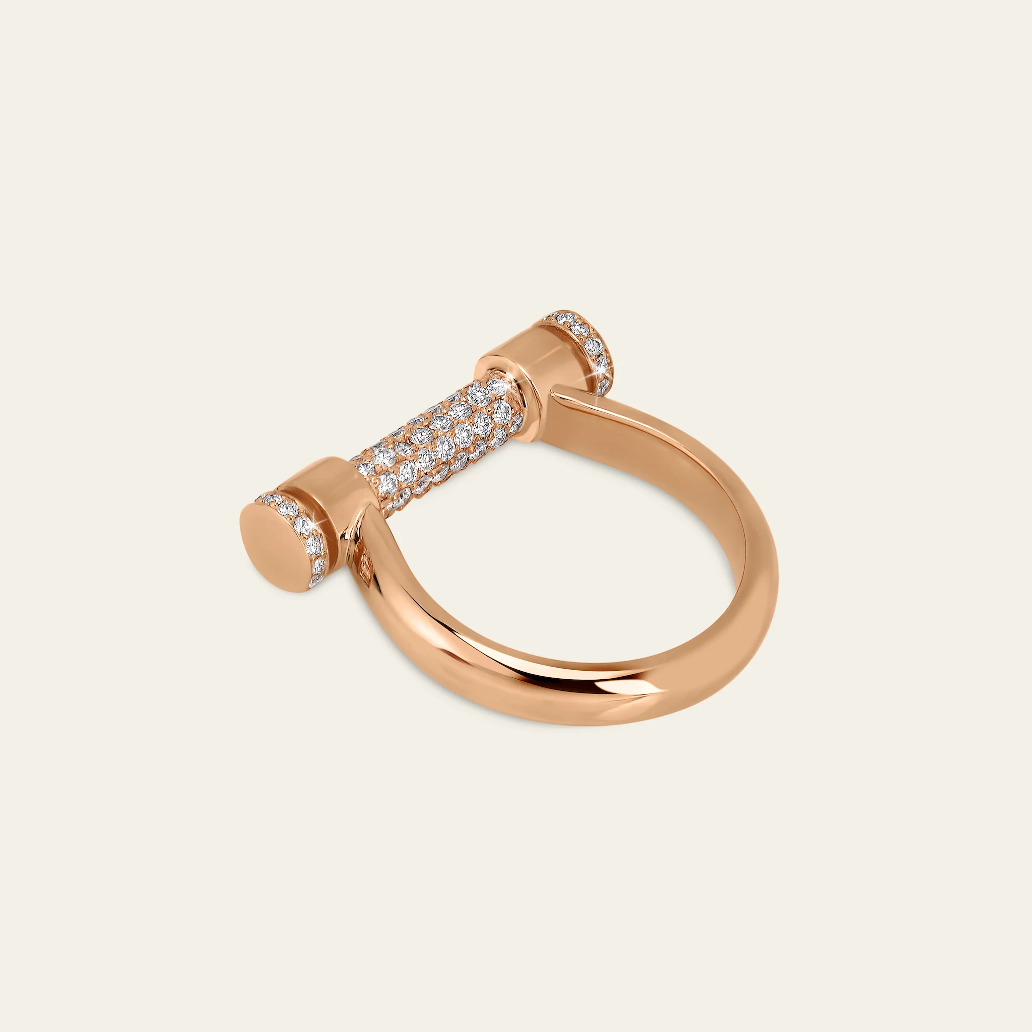 エストリボ ダイヤモンド パヴェセッティング ローズゴールド 側面詳細