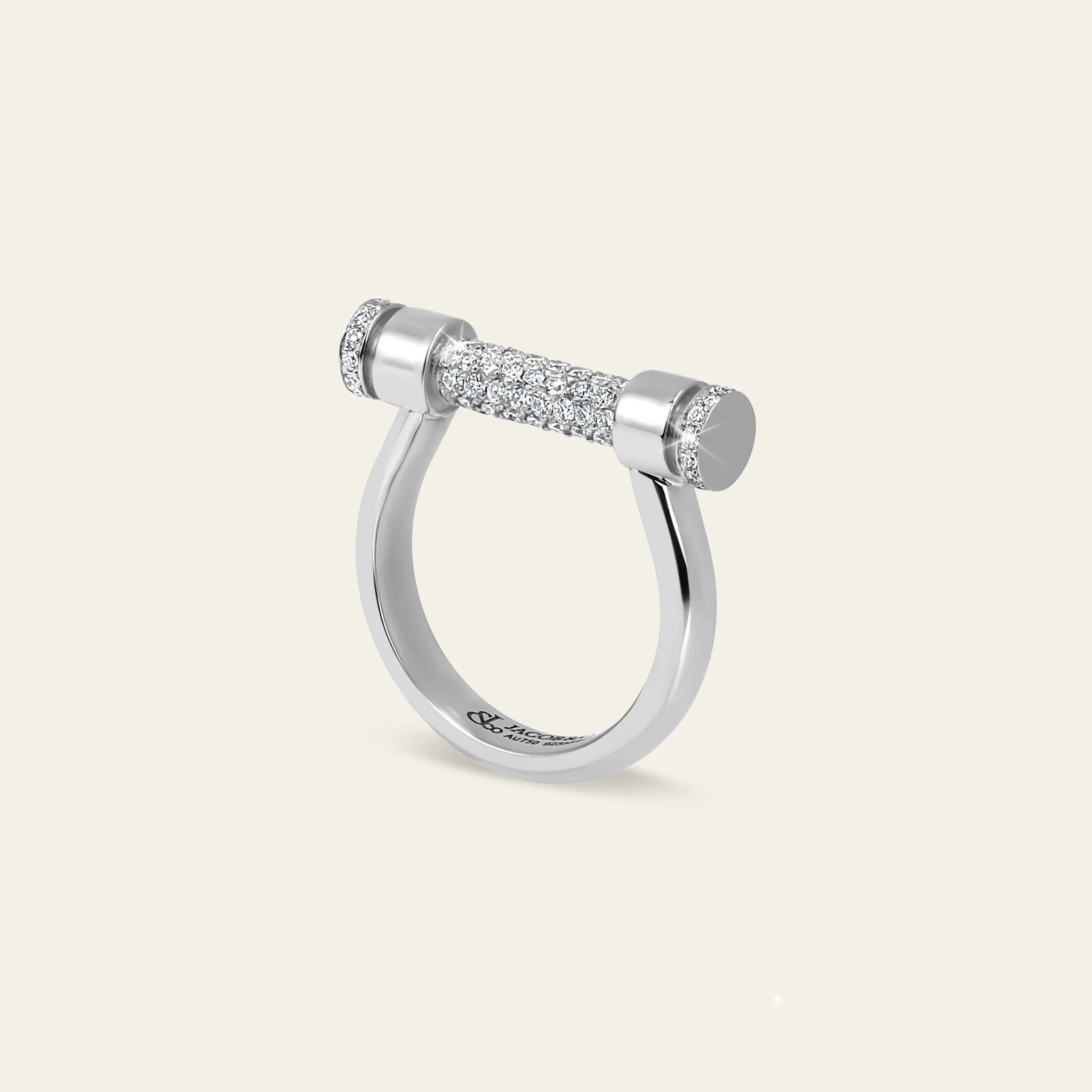 Jacob & Co. エストリボ リング 18Kホワイトゴールド ダイヤモンド 正面