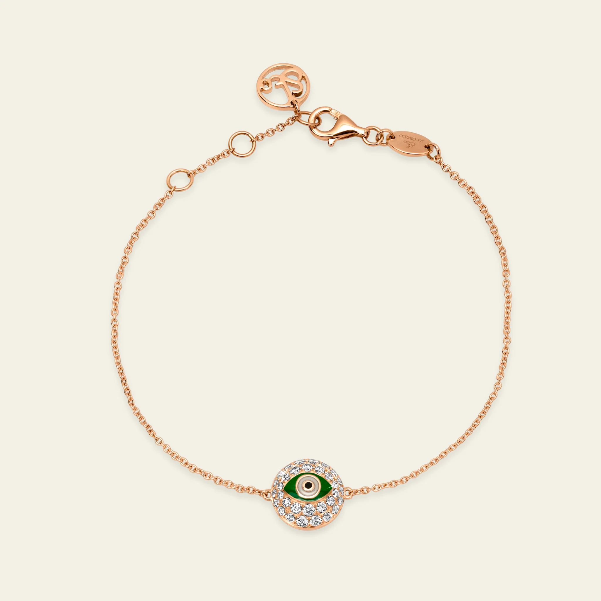 Jacob & Co. エビル・アイ グリーンアイ ダイヤモンド ブレスレット 18Kローズゴールド