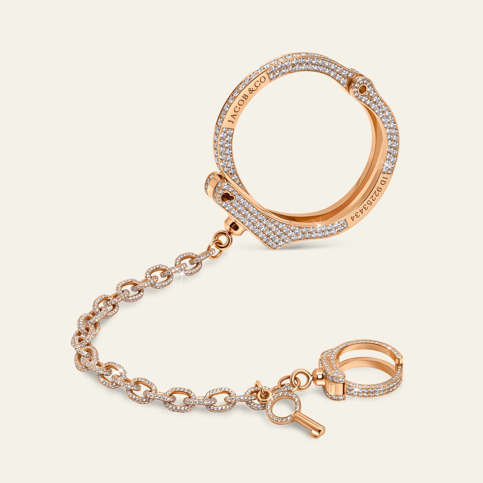 Jacob & Co. ラブ・ロックダウン リストレット 18Kローズゴールド 21.88ctダイヤモンド 正面