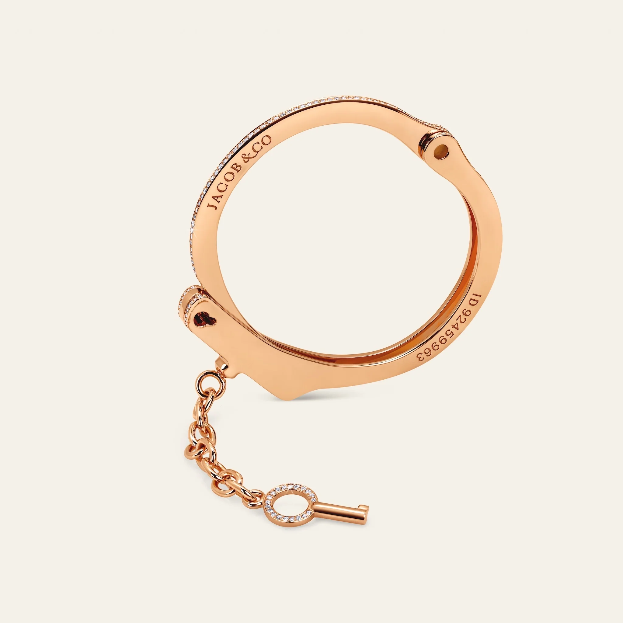 Jacob & Co. ラブ・ロックダウン ブレスレット 18Kローズゴールド 365個のダイヤモンド 正面