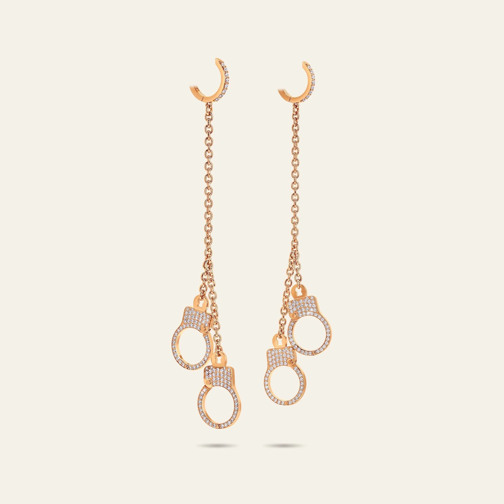 Jacob & Co. ラブ・ロックダウン ハンギングダイヤモンドイヤリング 18Kローズゴールド 正面