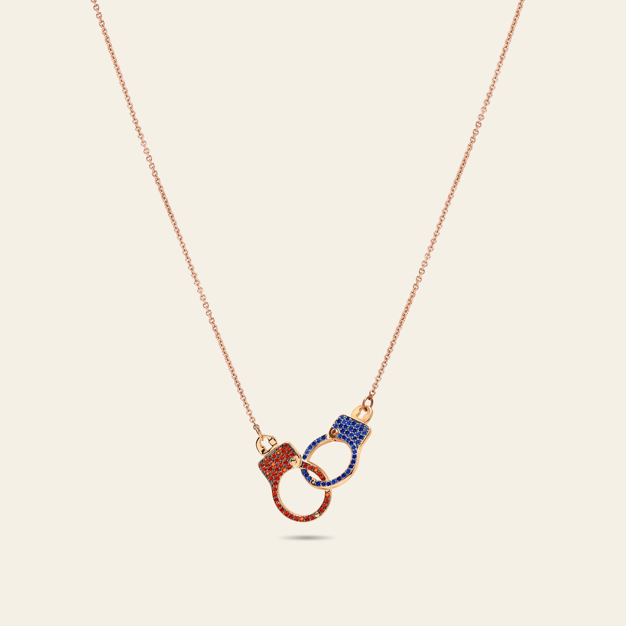 Jacob & Co. ラブ・ロックダウン インターロッキング ネックレス ニューヨーク エディション 18Kローズゴールド 正面