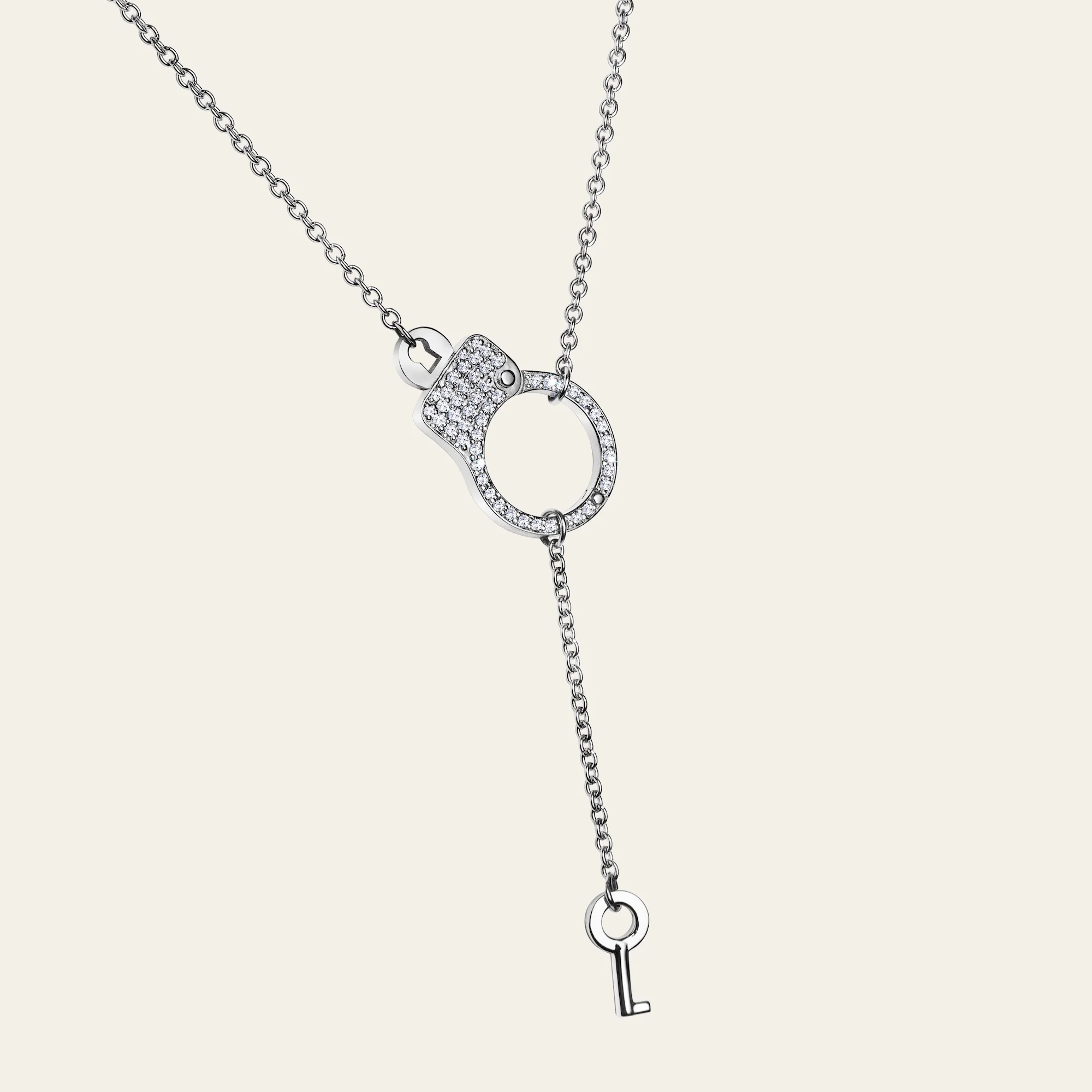 Jacob & Co. 18Kホワイトゴールド ダイヤモンド 手錠モチーフ ネックレス 側面