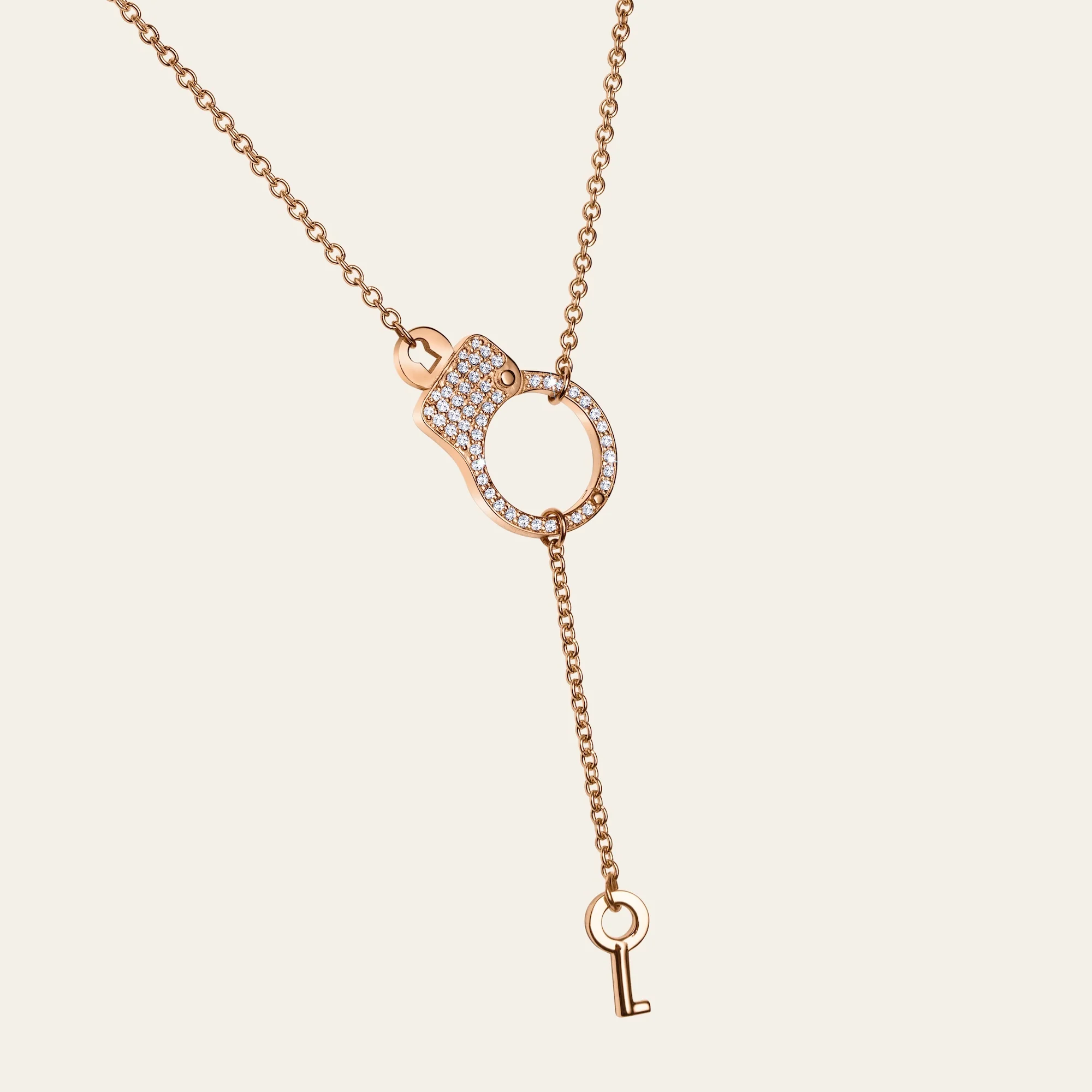 Jacob & Co. 18Kローズゴールド ダイヤモンド 手錠モチーフ ネックレス 側面
