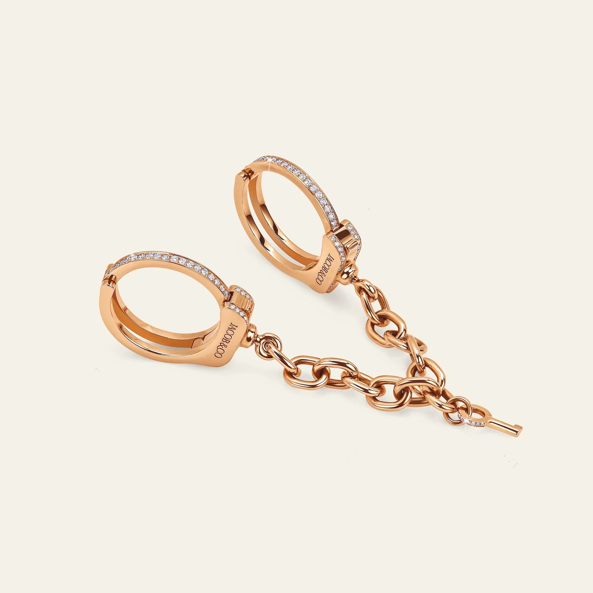 Jacob & Co. ラブ・ロックダウン 2フィンガーリング 18Kローズゴールド ダイヤモンド 正面