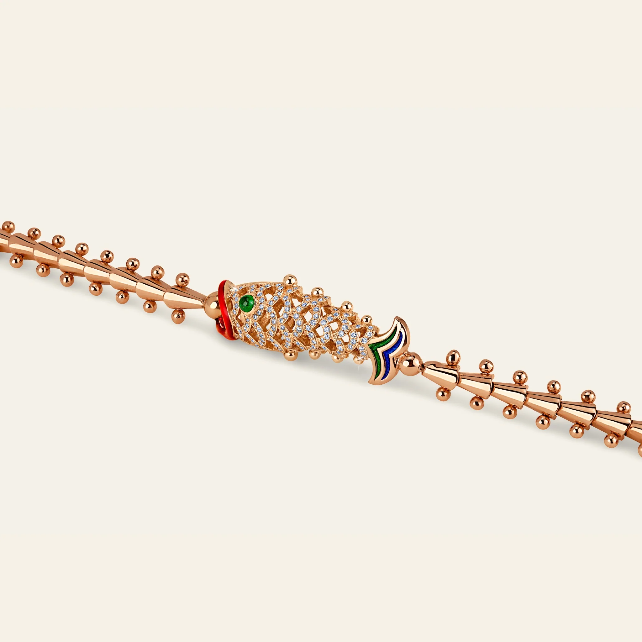 鯉のエナメル彩色とダイヤモンドセッティング 詳細