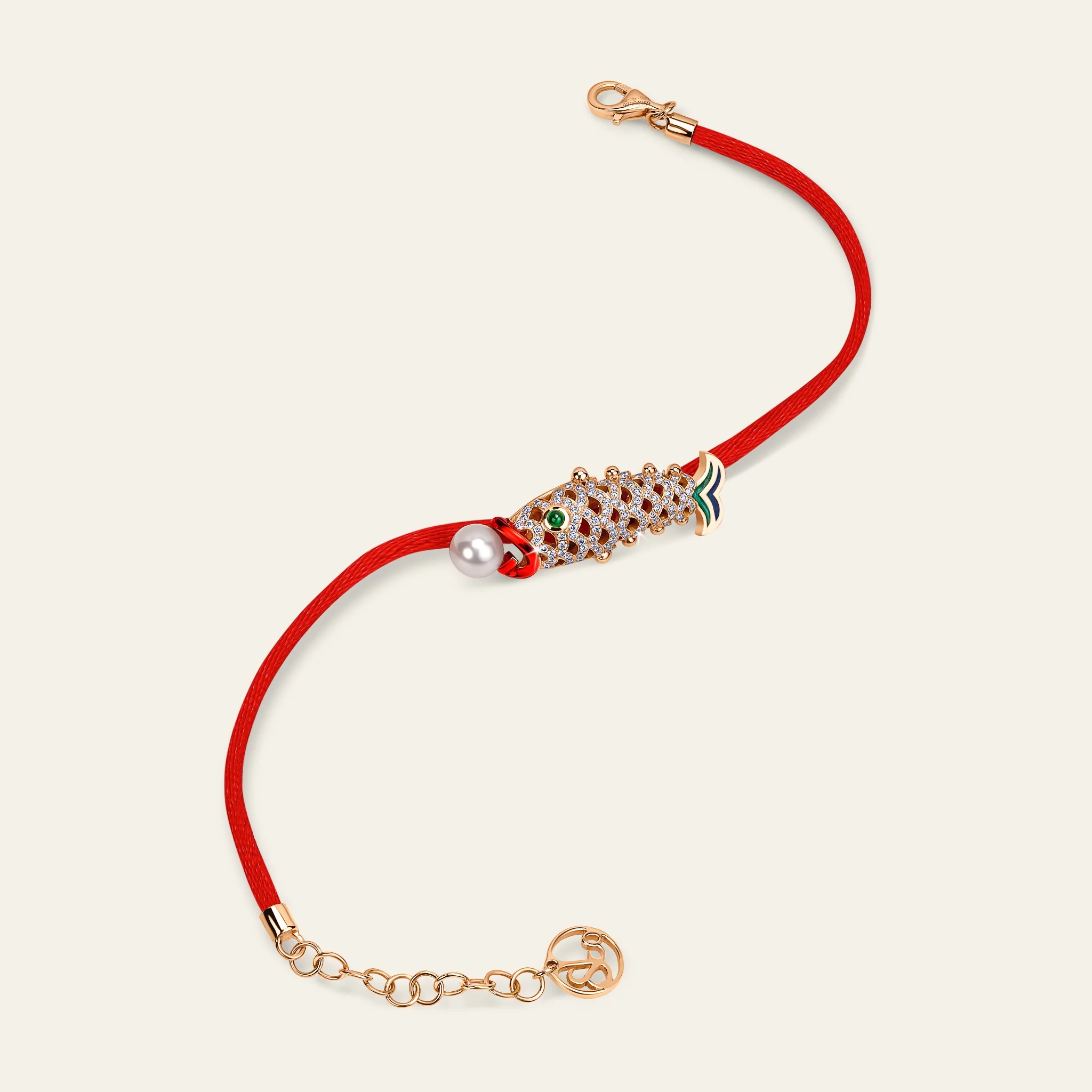 Jacob & Co. ラッキー・ユー 鯉 レッド・ストリング ブレスレット 18Kローズゴールド 正面