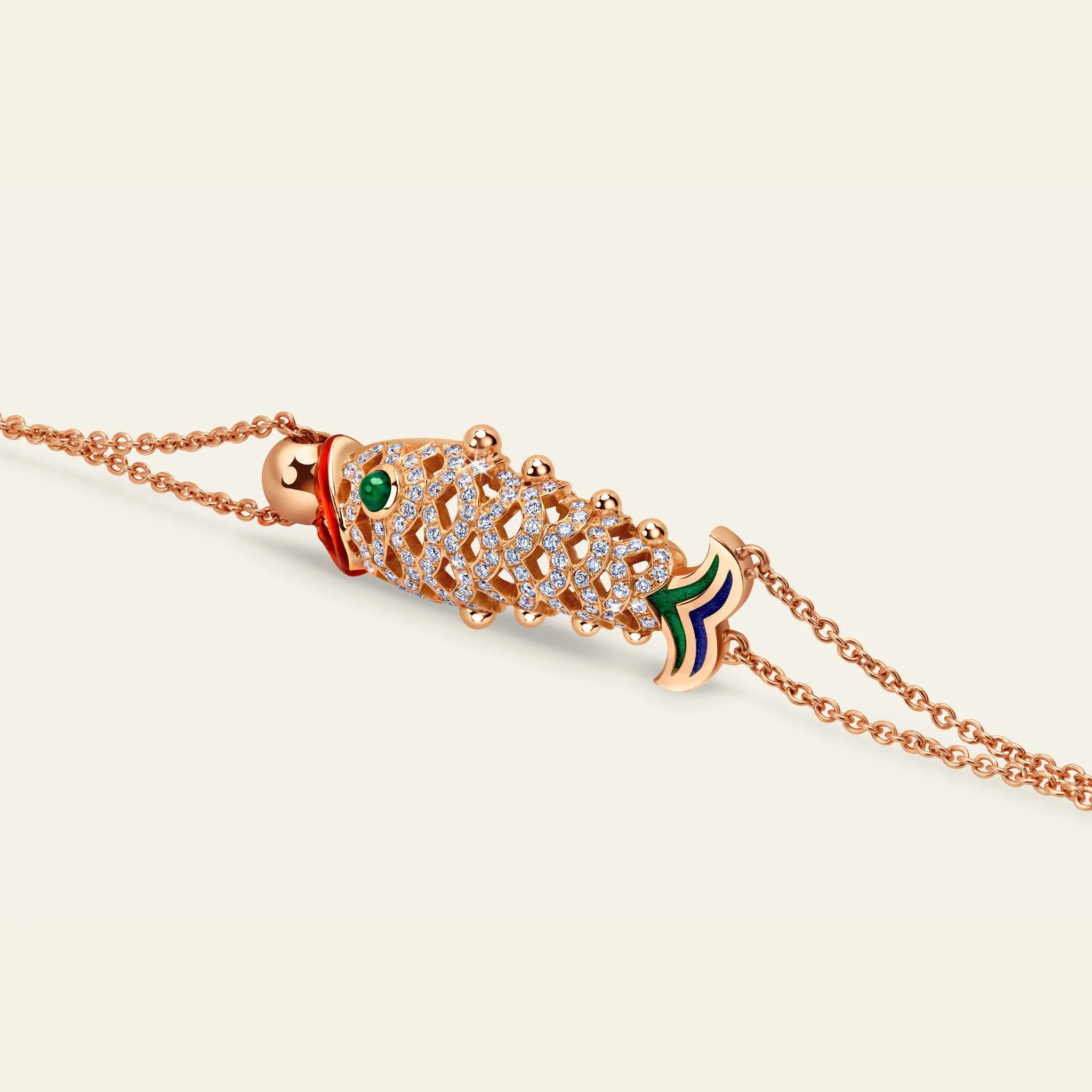 鯉のエナメル彩色とダイヤモンドセッティング 詳細