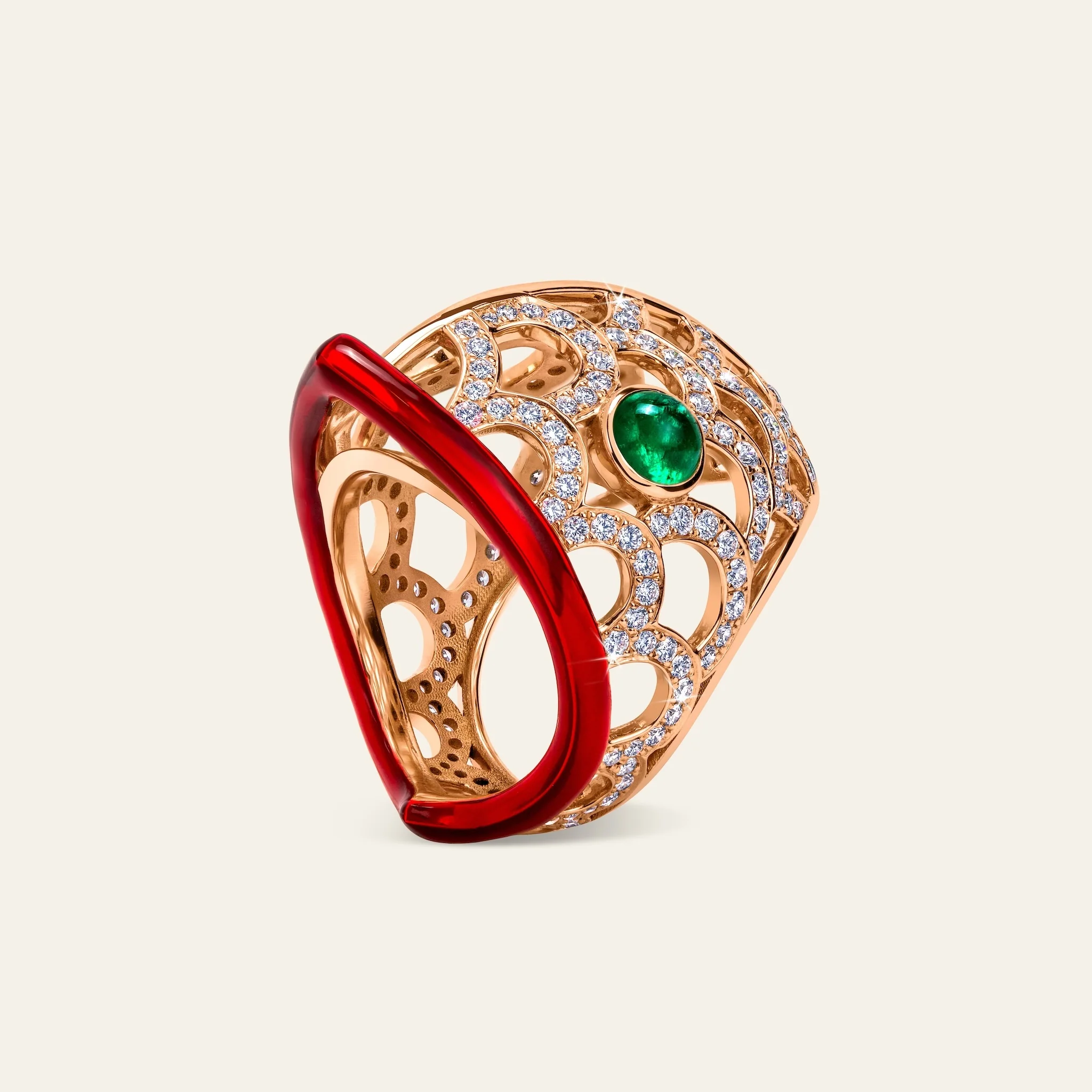 Jacob & Co. ラッキー・ユー 鯉 リング 18Kローズゴールド 正面