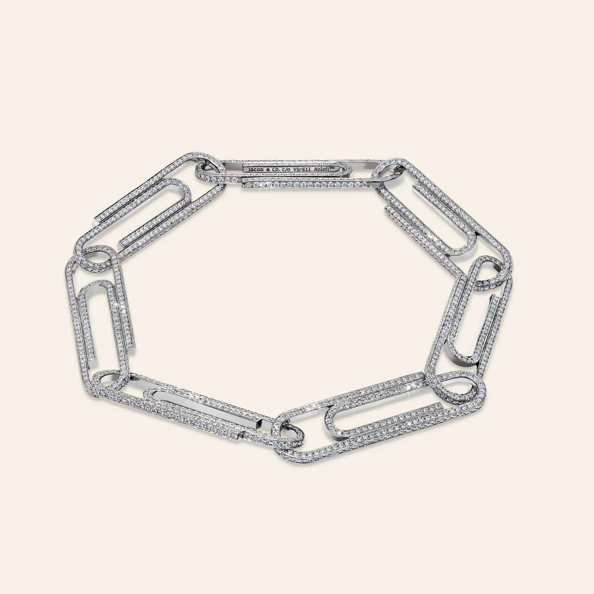 Jacob & Co. x Virgil Abloh オフィスサプライ フルパヴェダイヤモンド ブレスレット (18KWG)
