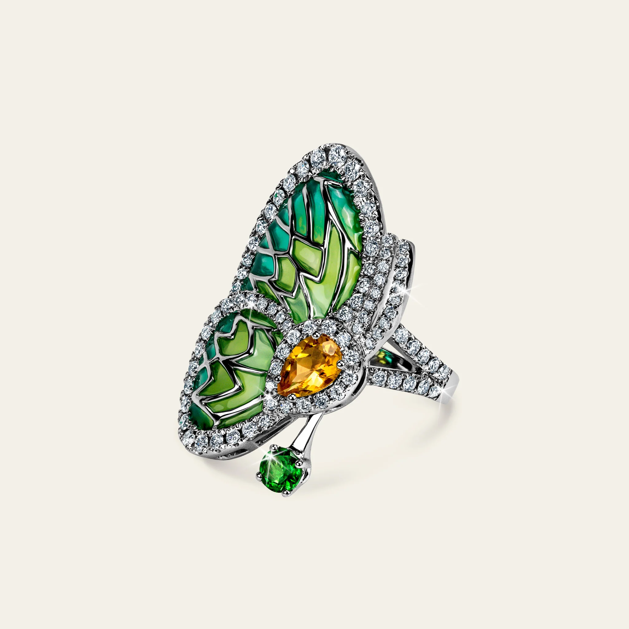 Jacob & Co. パピヨン エナメル リング 18Kホワイトゴールド 正面