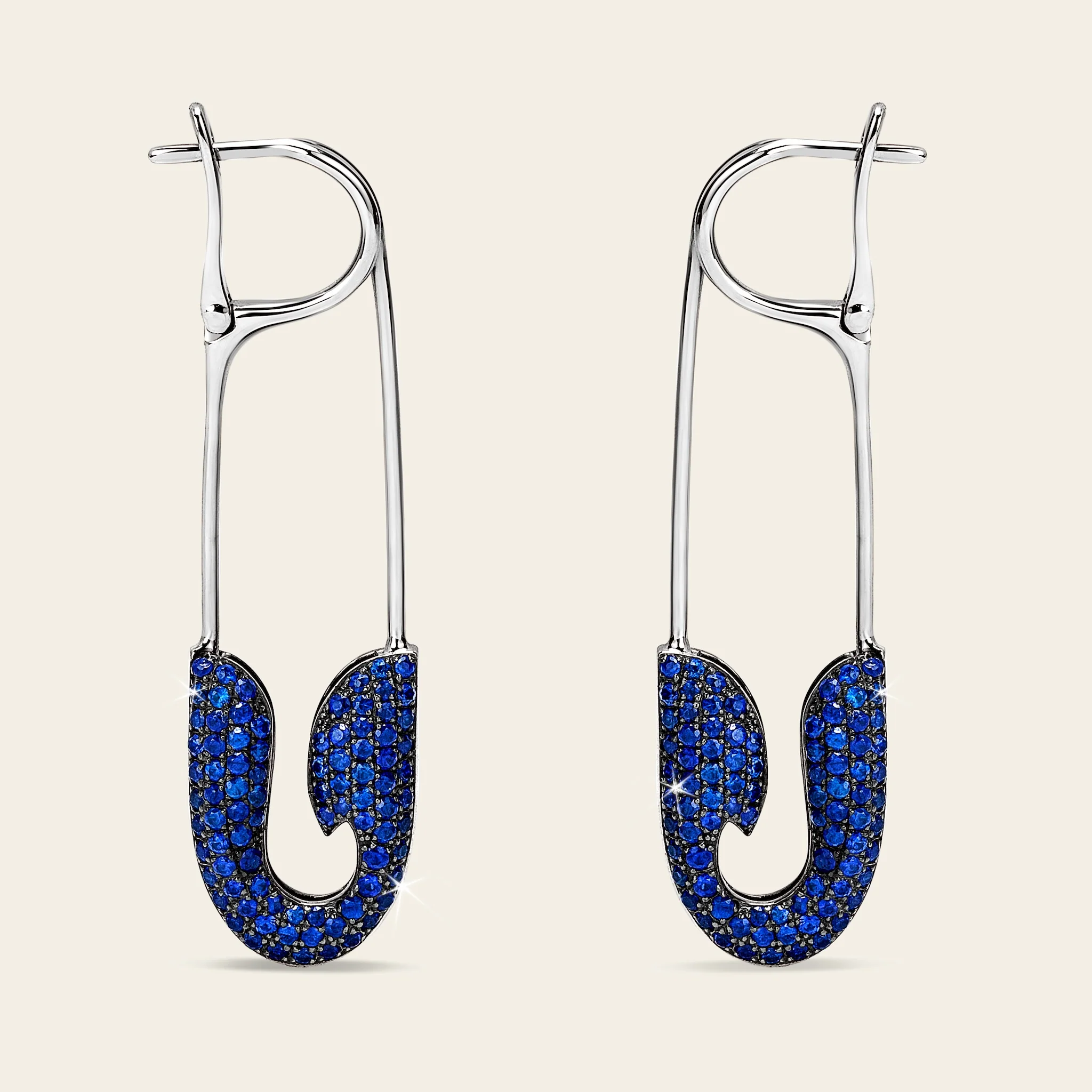 Jacob & Co. セキュラス イヤリング 18Kホワイトゴールド ブルーサファイア 正面