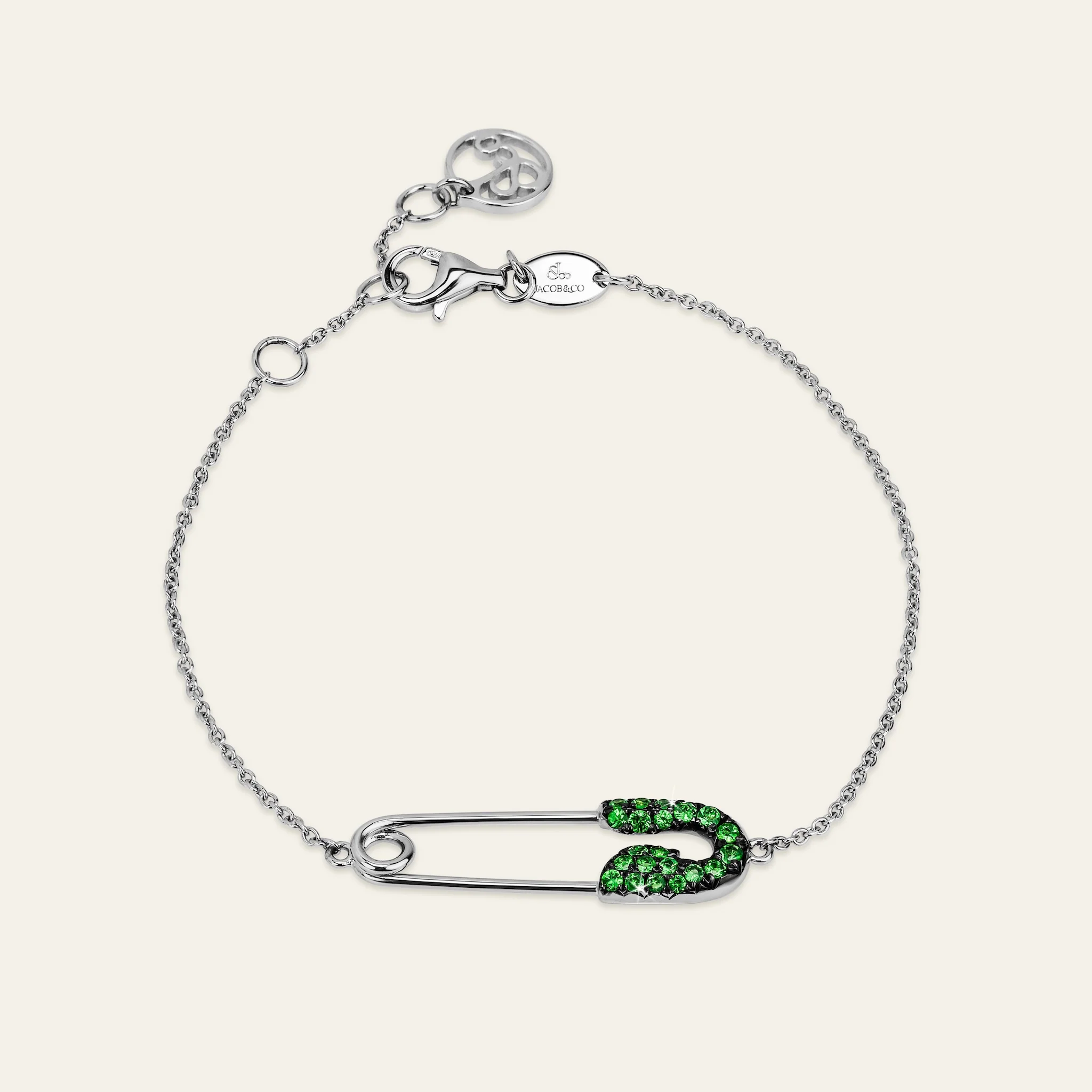 Jacob & Co. セキュラス ブレスレット 18Kホワイトゴールド ツァボライト 正面