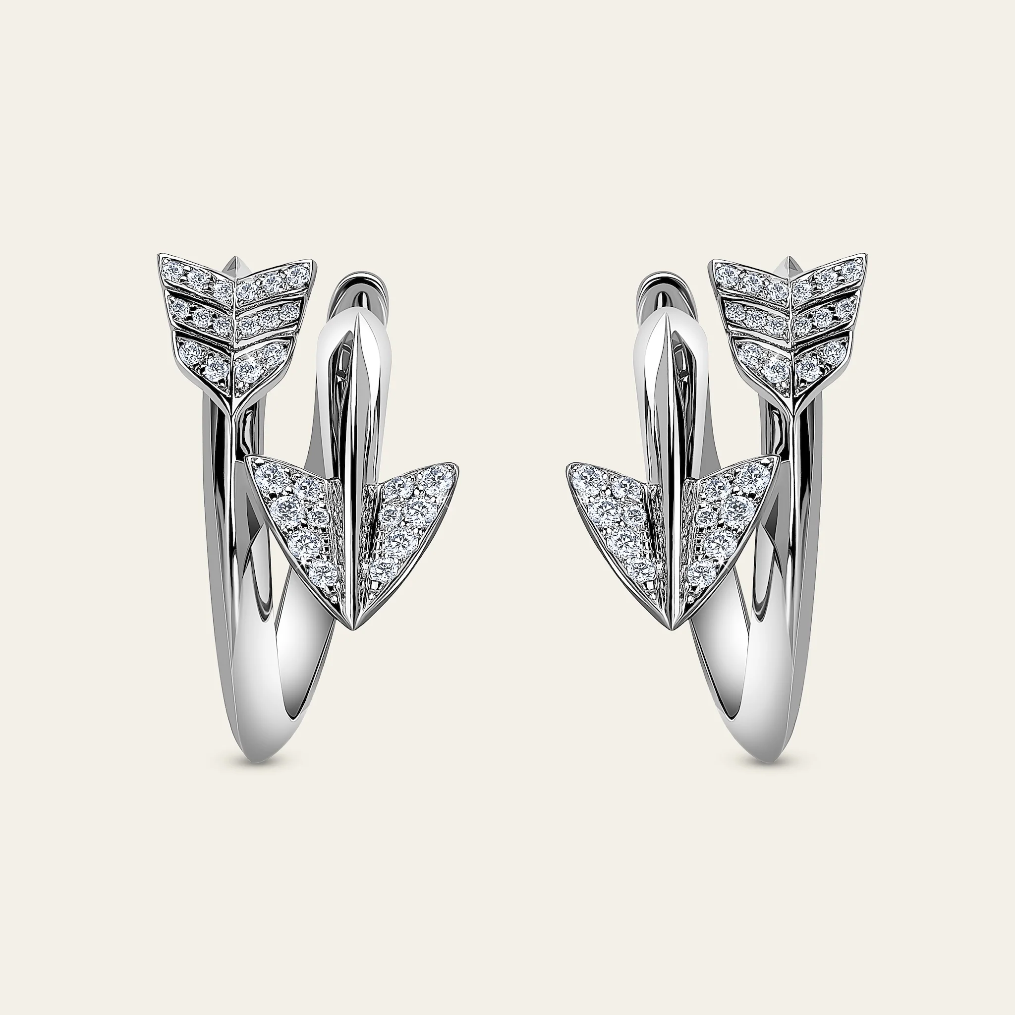 Jacob & Co. スーパーアロー イヤリング 18Kホワイトゴールド ダイヤモンド 正面