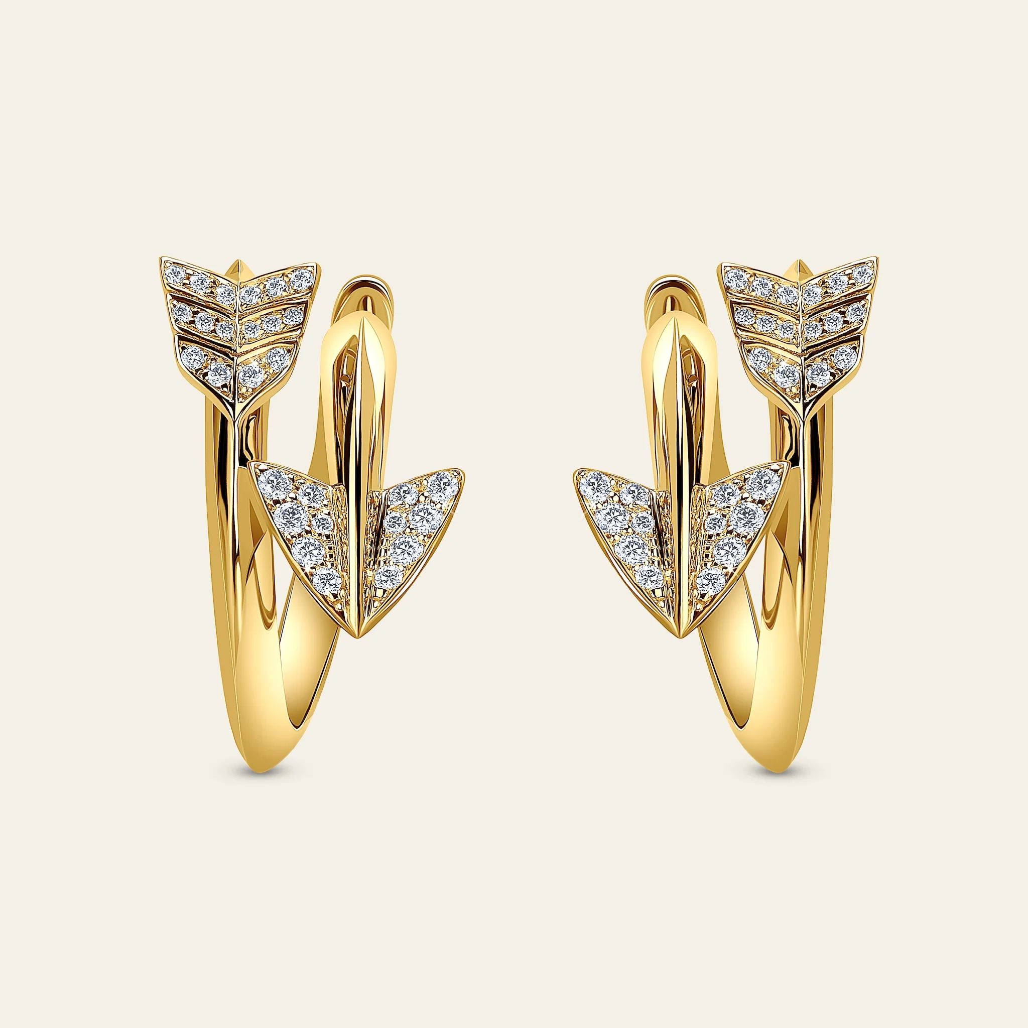 Jacob & Co. スーパーアロー イヤリング 18Kイエローゴールド ダイヤモンド 正面