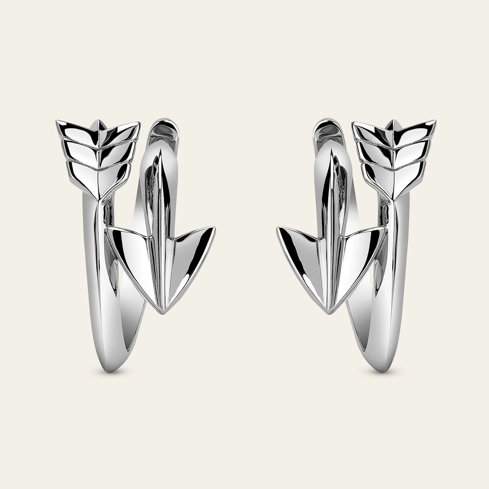 Jacob & Co. スーパーアロー イヤリング 18Kホワイトゴールド 正面